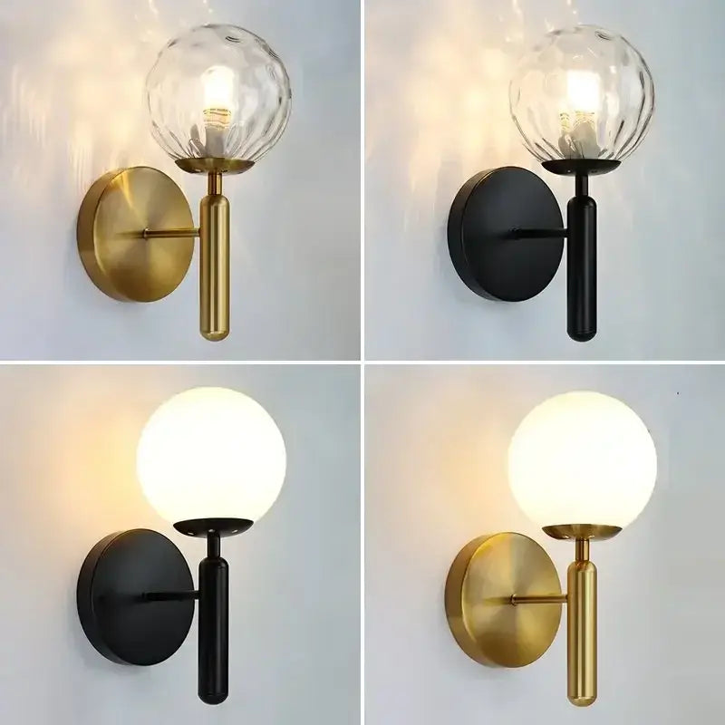 Gold Glass Bedroom Wall Lamp