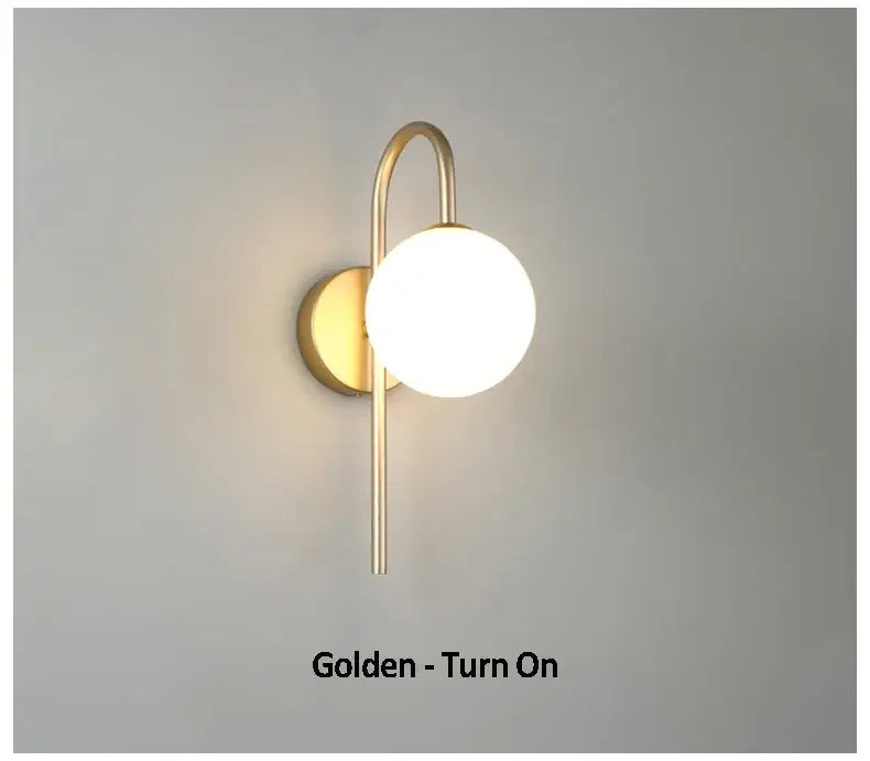 Gold Black Frosted Glass Living Room Wall Sconce