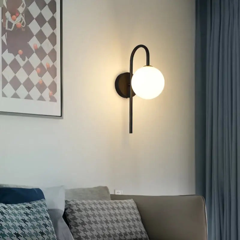 Gold Black Frosted Glass Living Room Wall Sconce