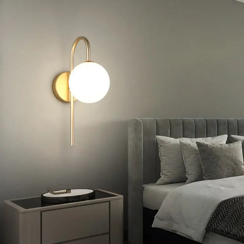 Gold Black Frosted Glass Living Room Wall Sconce