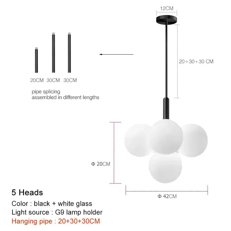 Chrome Glass 13-Head Kitchen Pendant Chandelier