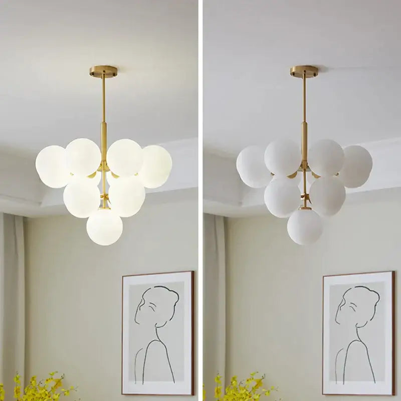 Gold Glass Globe Chandelier with 13 Glass Heads