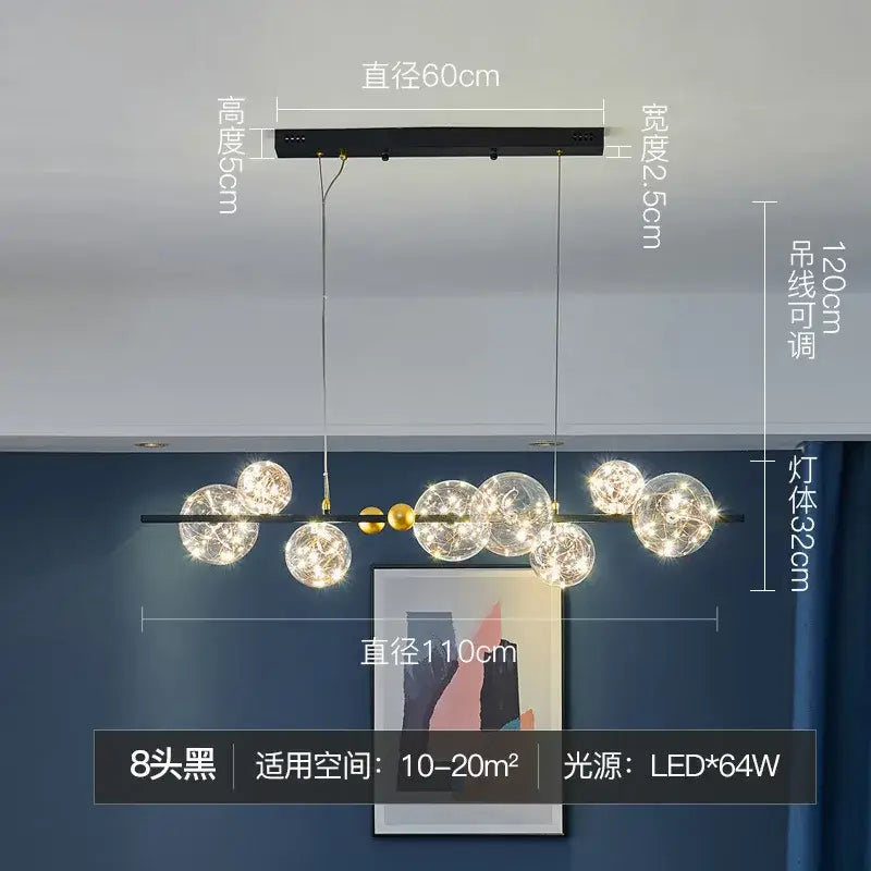 Gold Bubble LED Chandelier with Multiple Bubbles