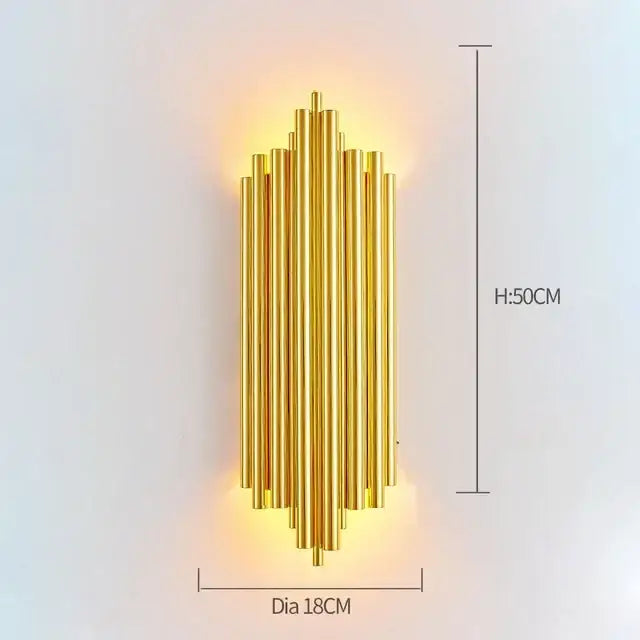 Gold Glass Rod Wall Sconce