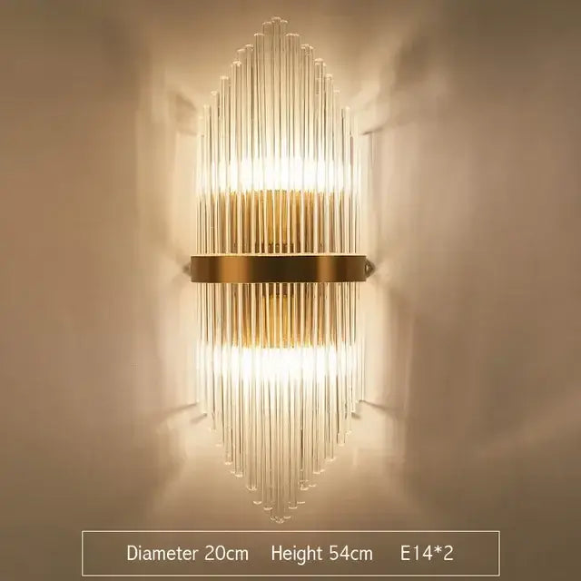 Gold Glass Rod Wall Sconce