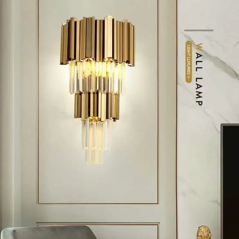 Gold Glass Rod Wall Sconce