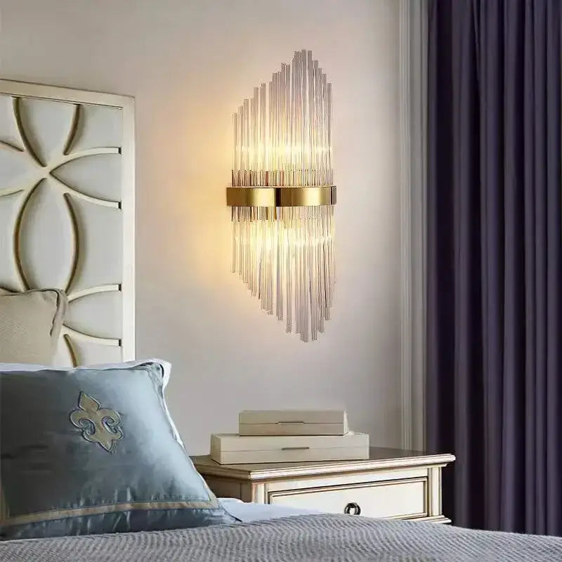 Gold Glass Rod Wall Sconce