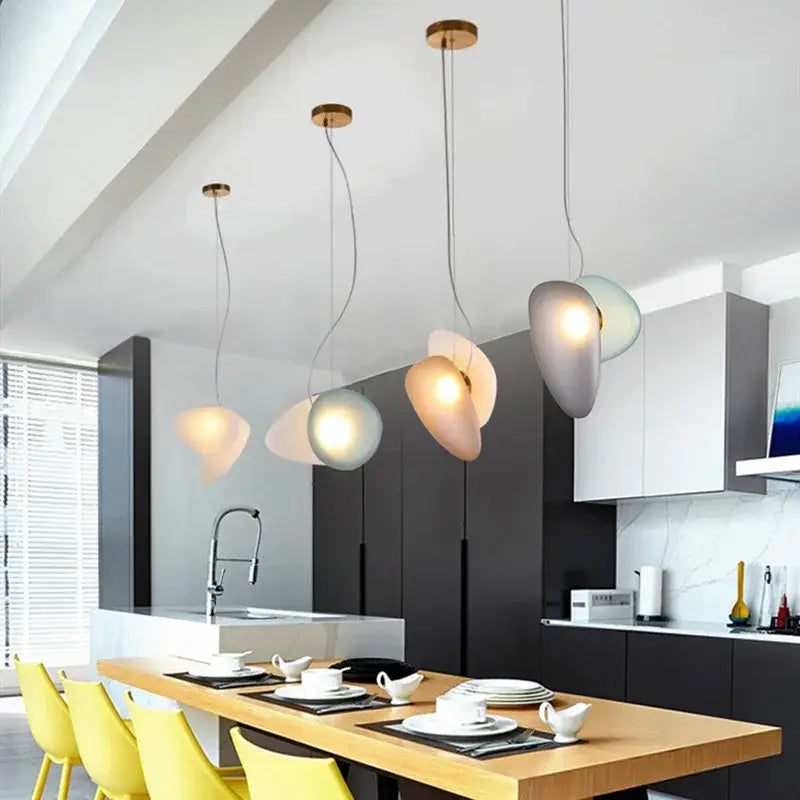 Gold Gray Glass Pendant Light