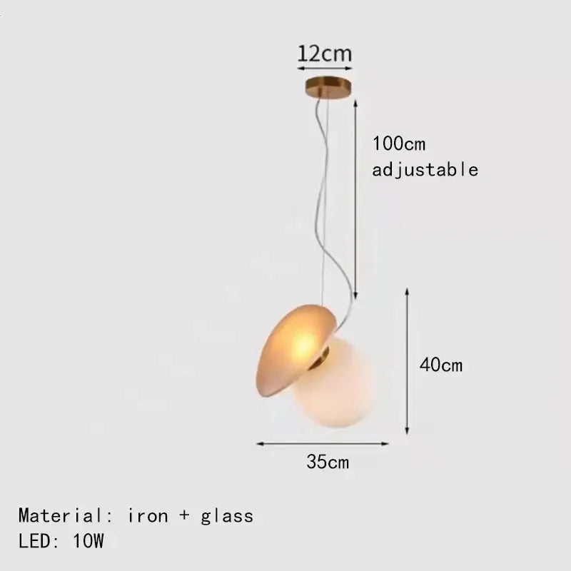 Gold Gray Glass Pendant Light