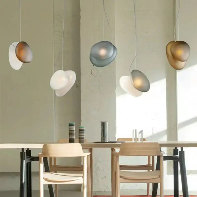 Gold Gray Glass Pendant Light