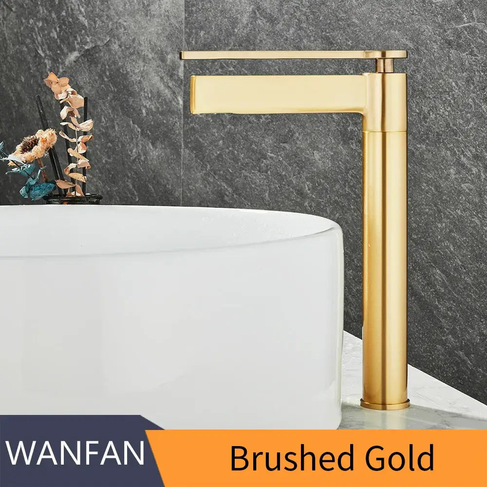Brushed Gold Basin Faucet with Gray Chrome Option