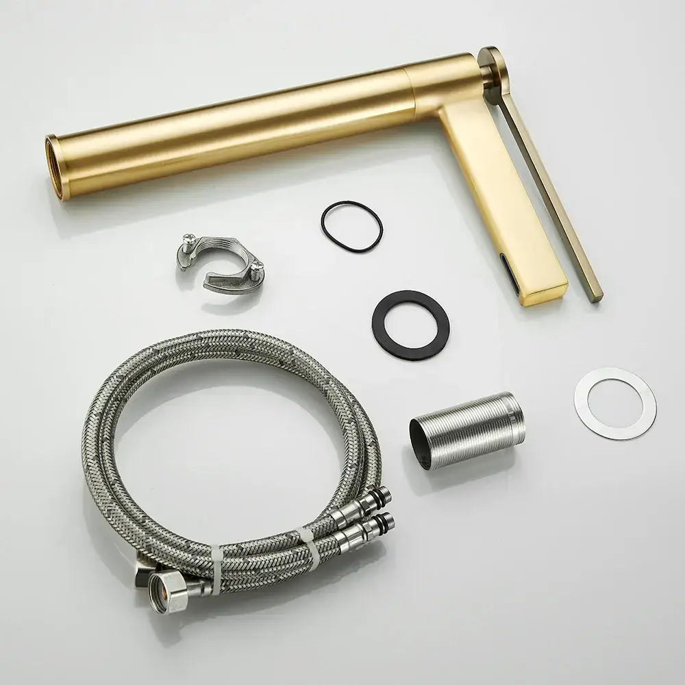 Brushed Gold Basin Faucet with Gray Chrome Option