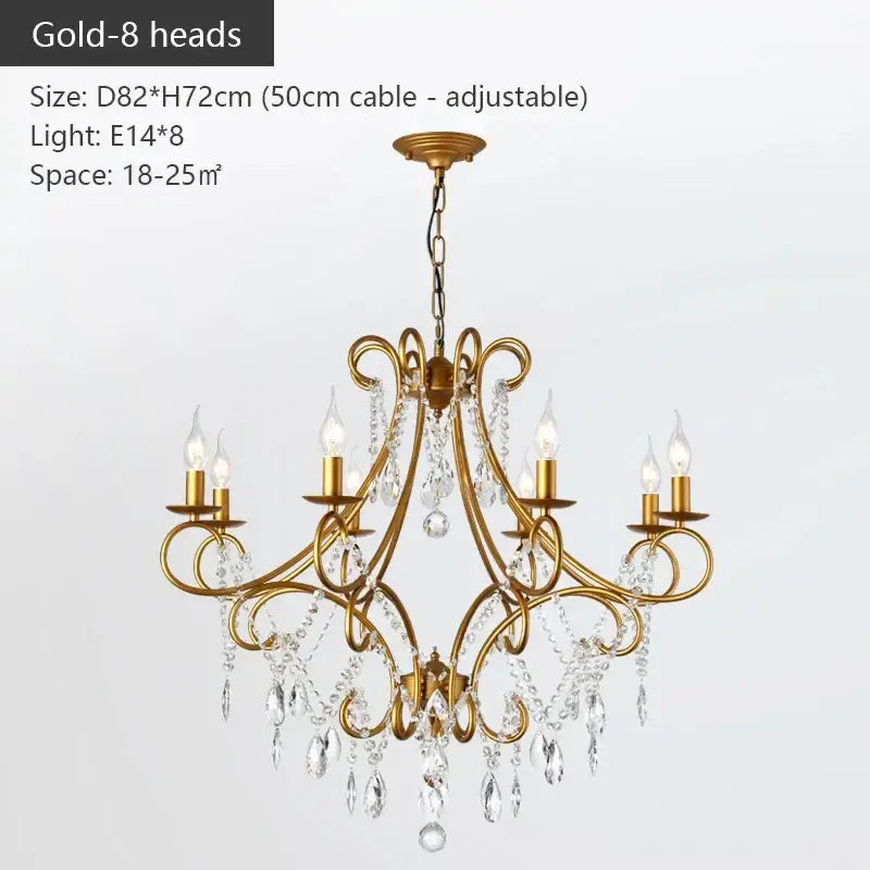 Gold Crystal Chandelier Iron Frame for Dining Spaces