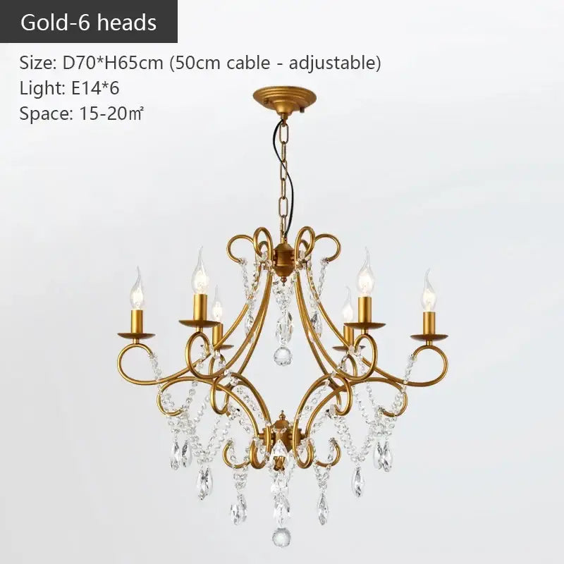 Gold Crystal Chandelier Iron Frame for Dining Spaces