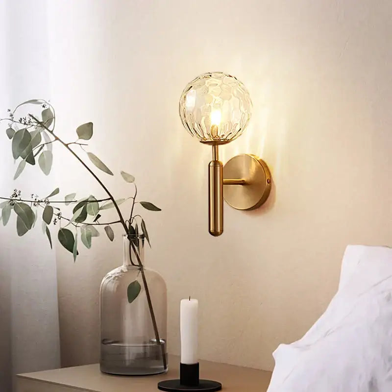 Gold Textured Glass Sconce for Bedrooms and Living Areas