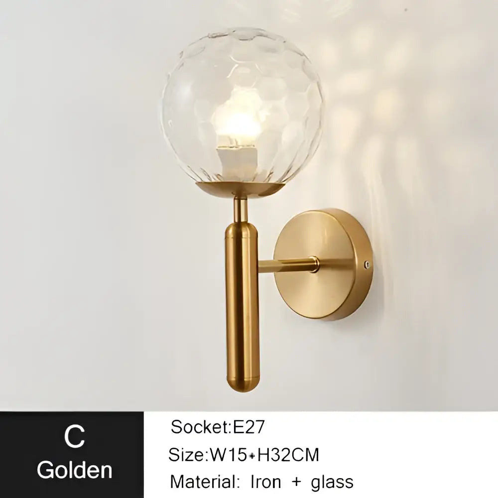 Gold Textured Glass Sconce for Bedrooms and Living Areas