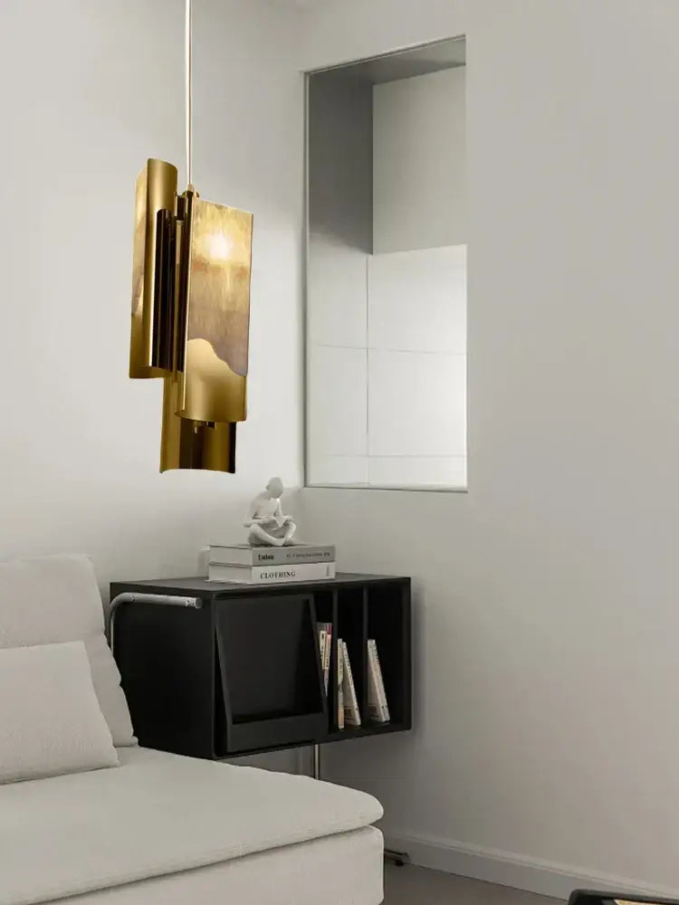 Gold Marble Pendant Light Italian Geometric Design