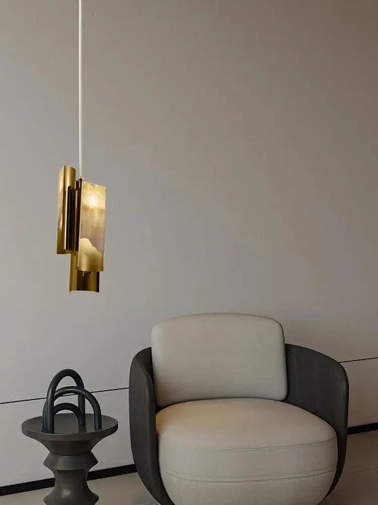 Gold Marble Pendant Light Italian Geometric Design