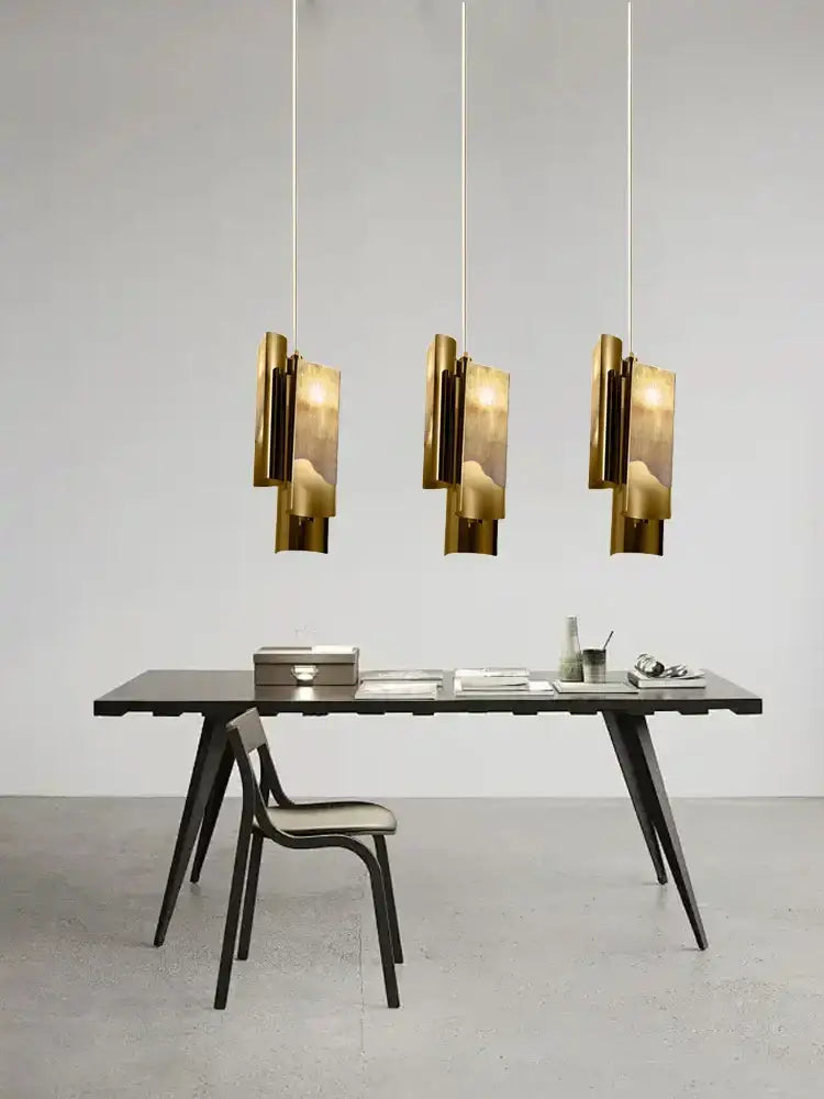 Gold Marble Pendant Light Italian Geometric Design