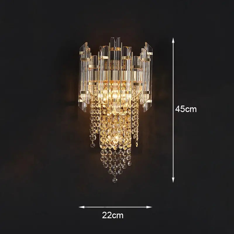 Gold Crystal Wall Lamp 26x40 for Bedrooms