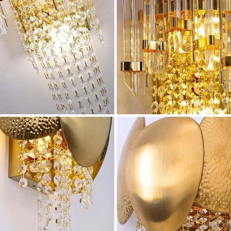 Gold Crystal Wall Lamp 26x40 for Bedrooms