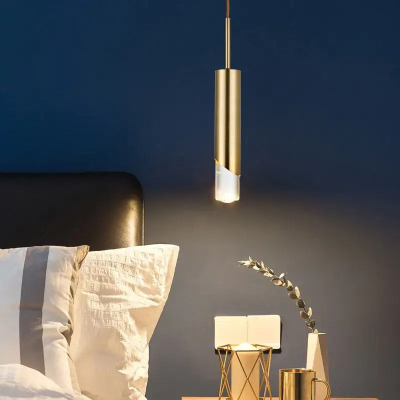 Gold Cylindrical Pendant Light Gold or Black