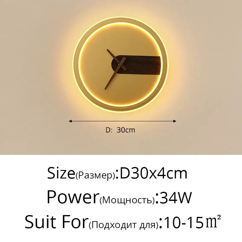 Gold LED Clock Sconce