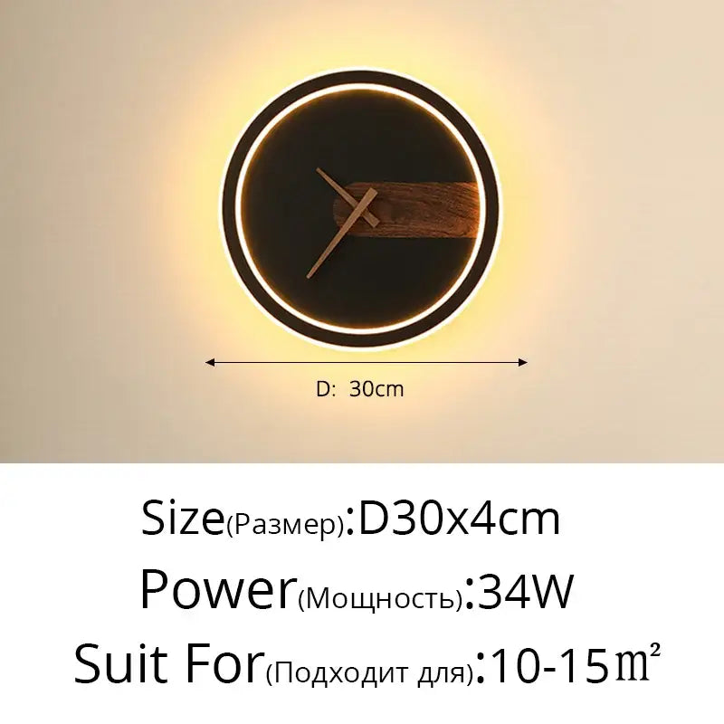 Gold LED Clock Sconce
