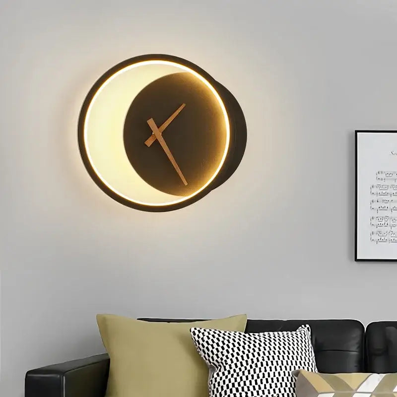 Gold LED Clock Sconce