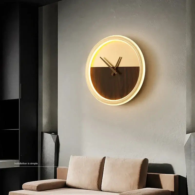 Gold LED Clock Sconce