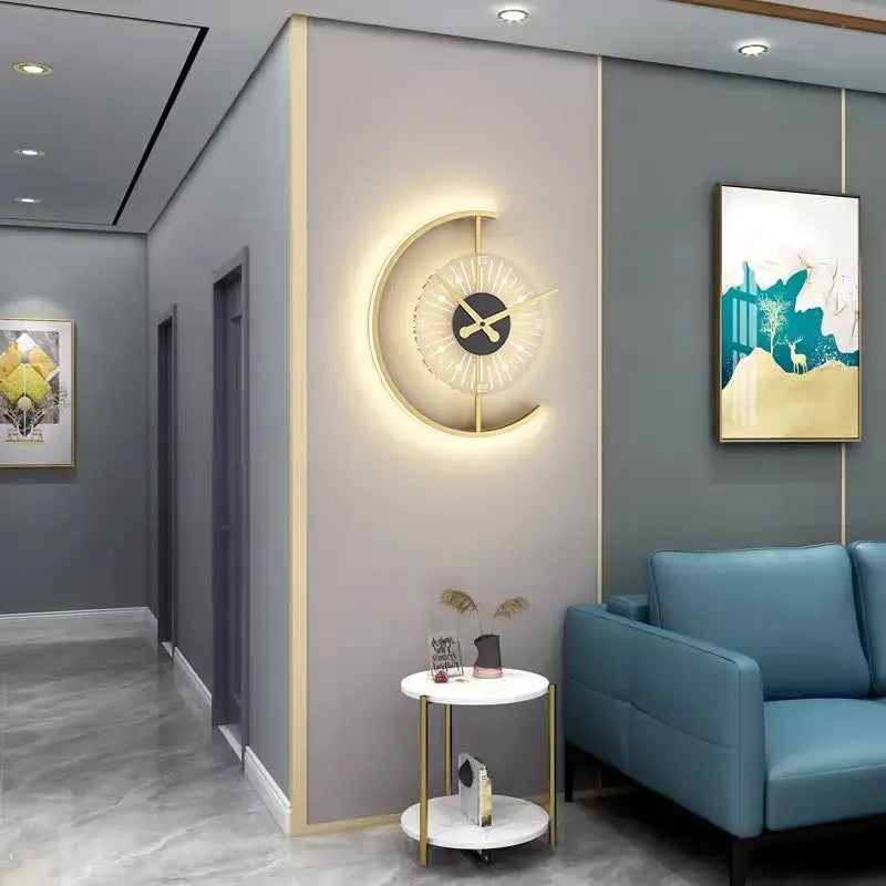 Gold LED Clock Sconce