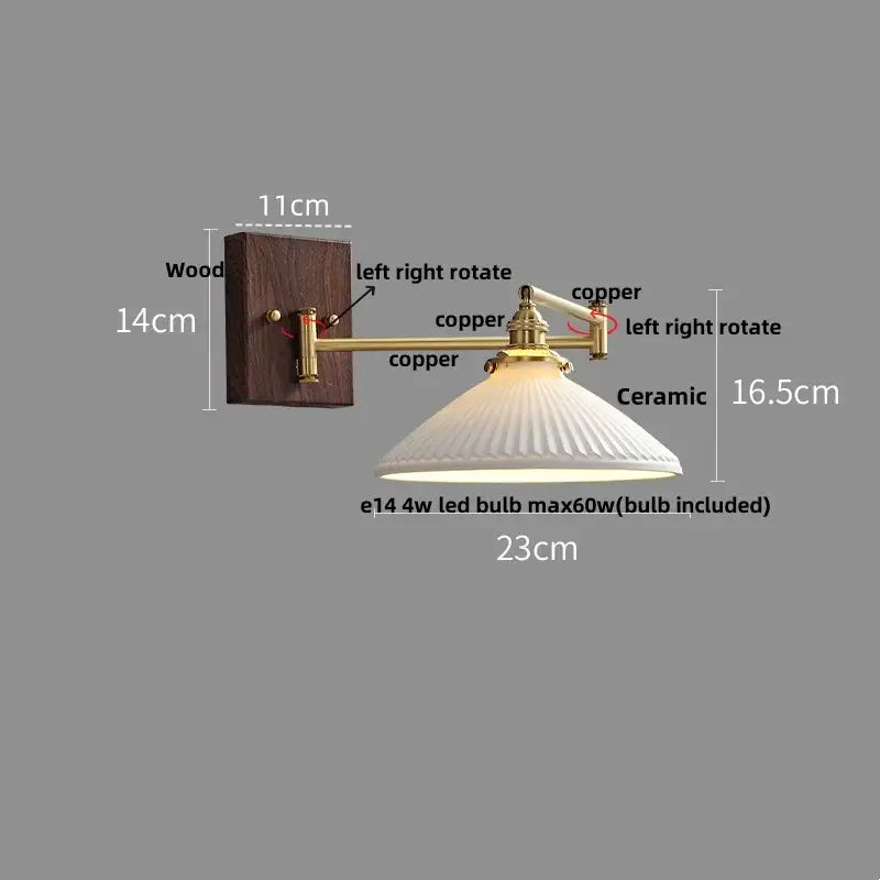 Gold Ribbed Copper Reading Wall Lamp