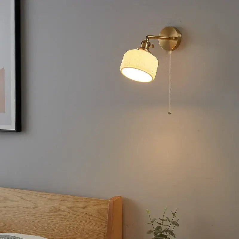 Gold Ribbed Copper Reading Wall Lamp