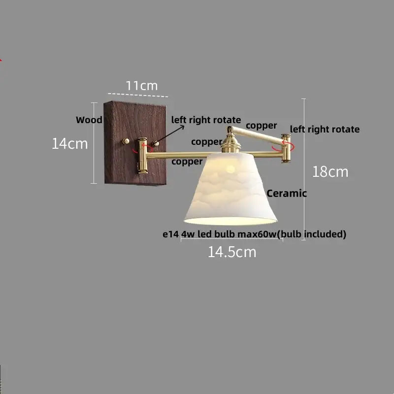 Gold Ribbed Copper Reading Wall Lamp