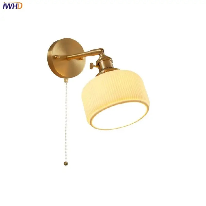 Gold Ribbed Copper Reading Wall Lamp