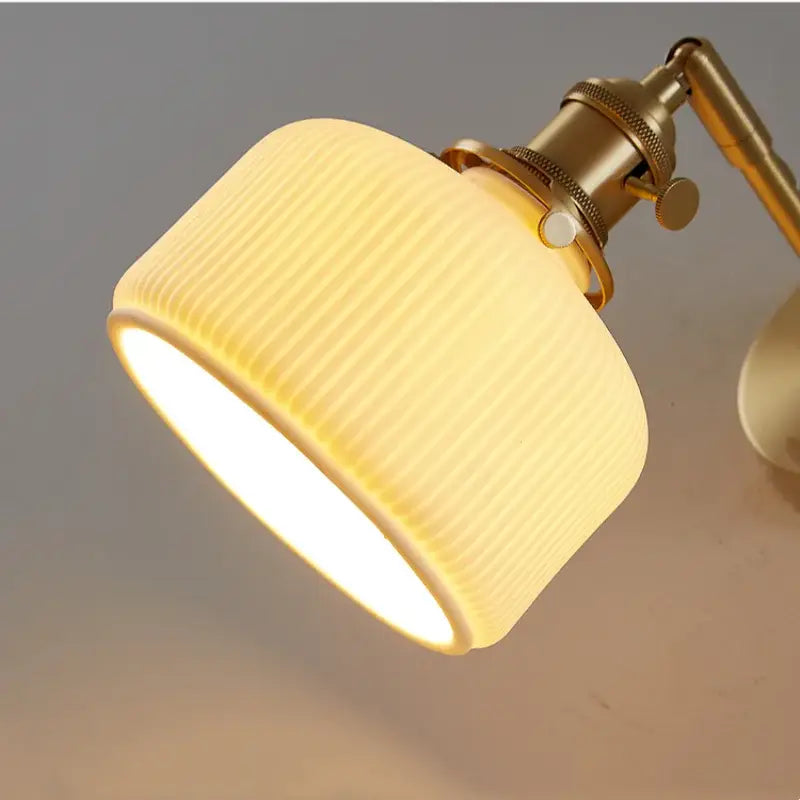 Gold Ribbed Copper Reading Wall Lamp