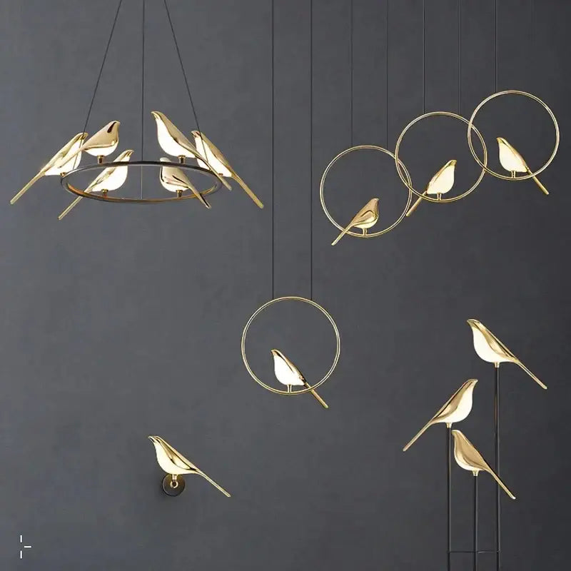 Gold Magpie Bird Chandelier