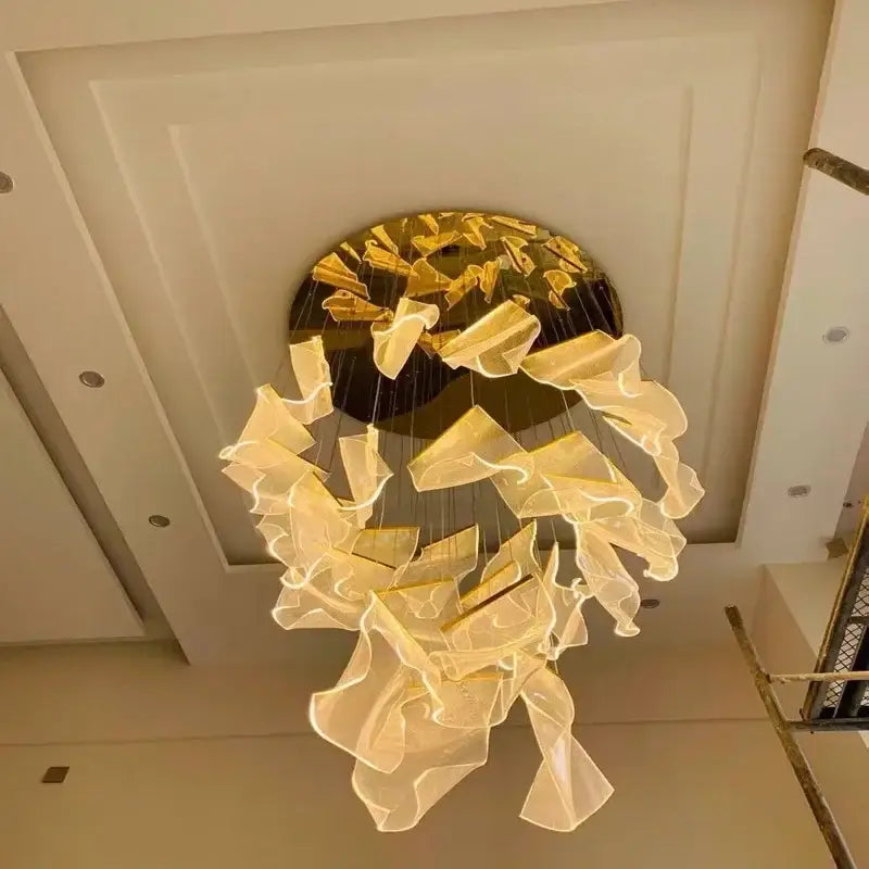 Gold Mesh Duplex Chandelier