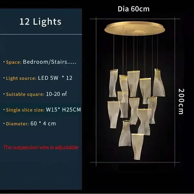 Gold Mesh Duplex Chandelier