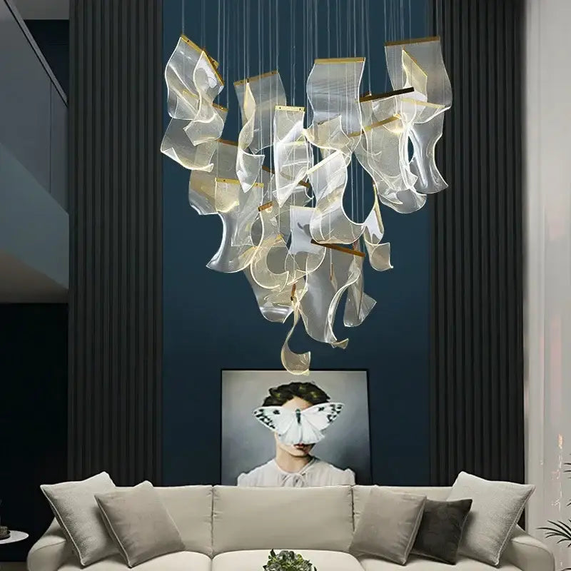 Gold Mesh Duplex Chandelier