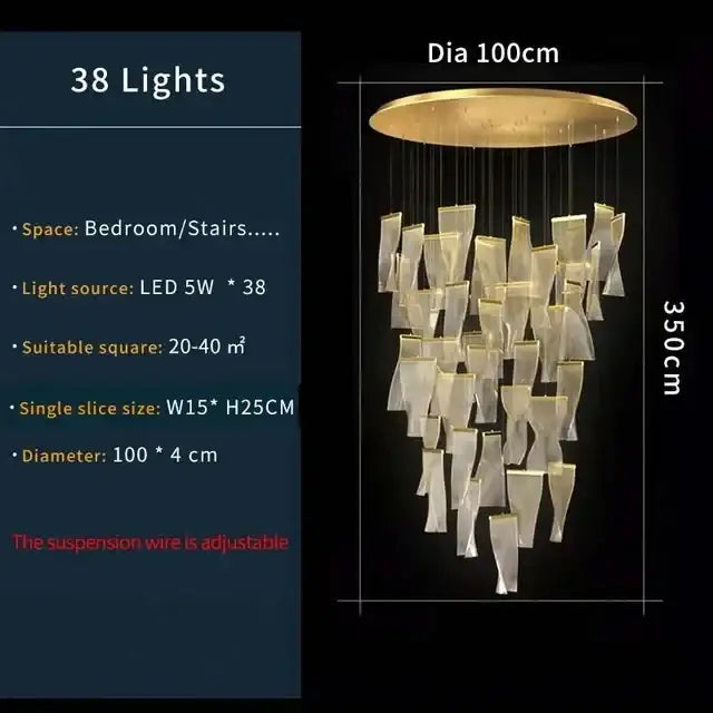 Gold Mesh Duplex Chandelier