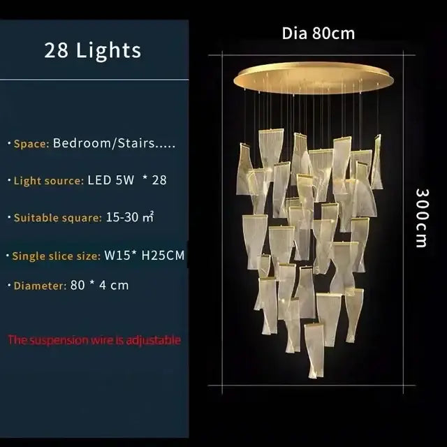 Gold Mesh Duplex Chandelier