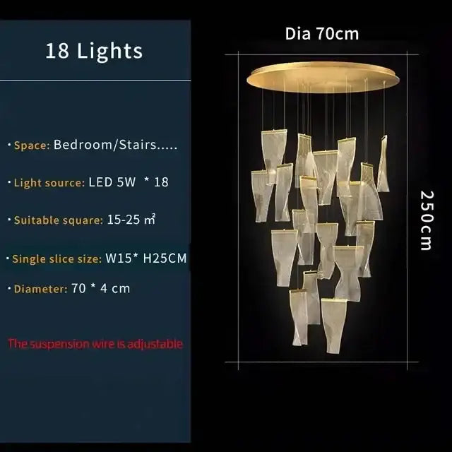 Gold Mesh Duplex Chandelier