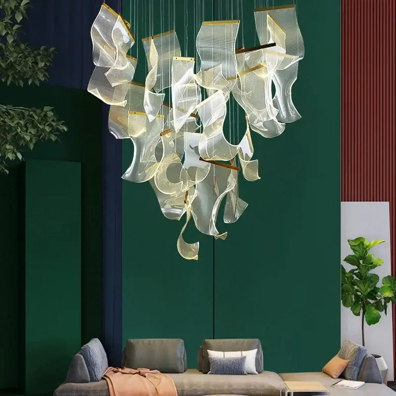 Gold Mesh Duplex Chandelier