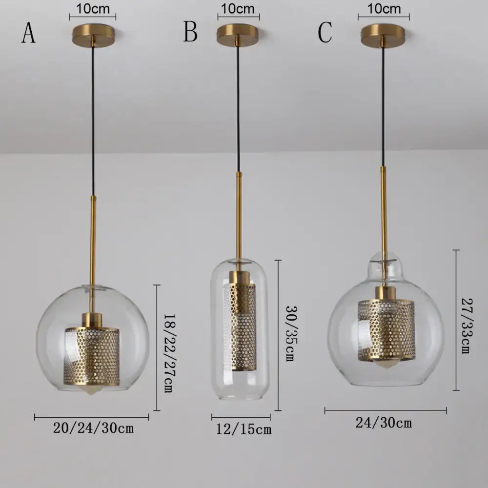 Gold Mesh Glass Pendant