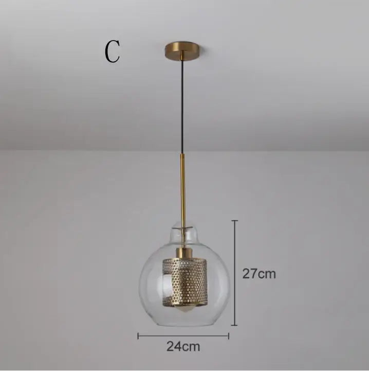 Gold Mesh Glass Pendant