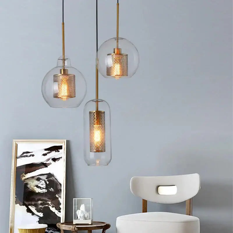 Gold Mesh Pendant Light