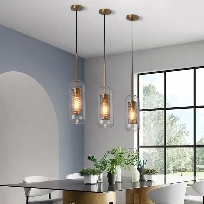 Gold Mesh Pendant Light