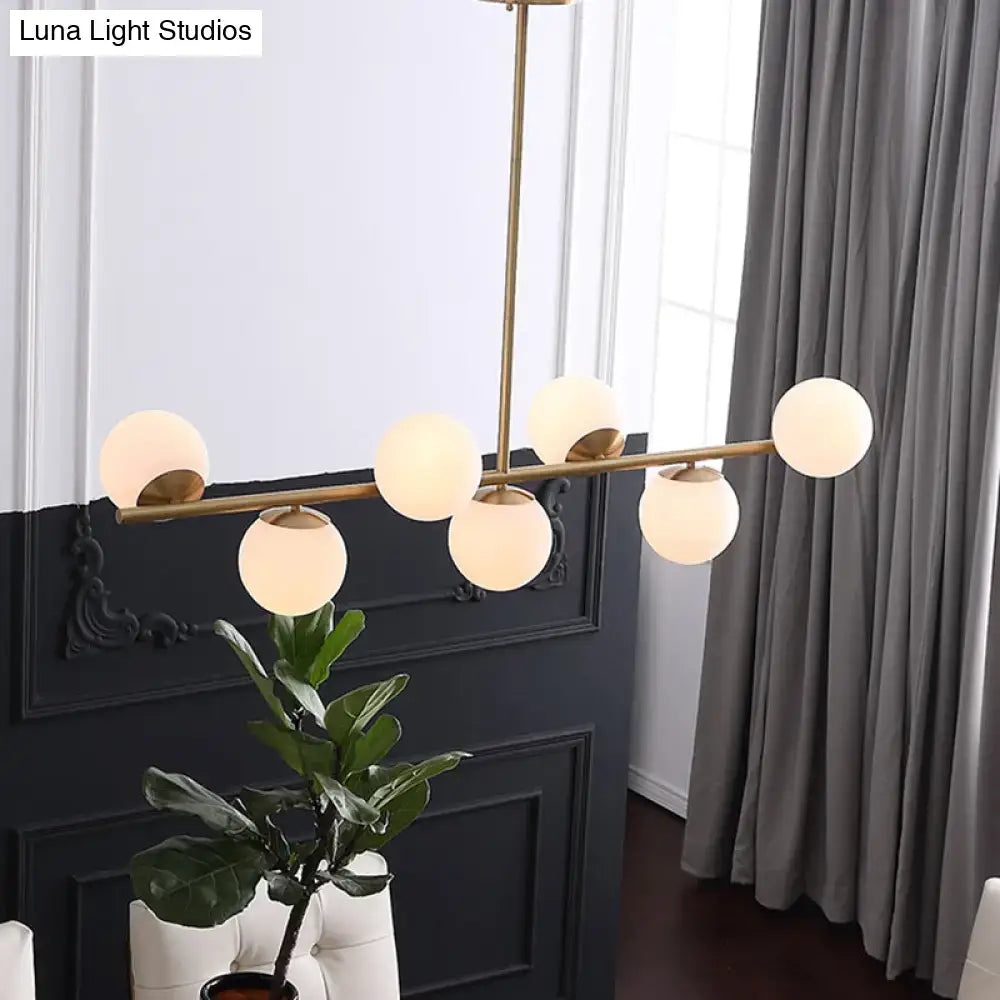 Gold Metal Spherical Seven-Light Island Pendant