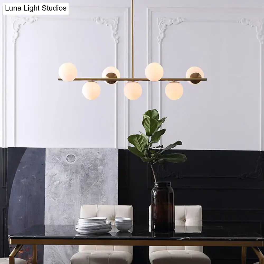 Gold Metal Spherical Seven-Light Island Pendant
